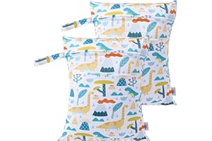 HBselect 2pcs Bolsa de Pañales Impermeable Reutilizable con Cremallera Toallitas Húmedas Organizador para Bebés y Niños Pequeños, 2 Selvas, Bolsillo Adicional