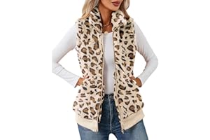 IECCP Teddy Fleece Gilet for Women UK Body Warmers Vest Tops Solid Color Lightweight Cozy Gilets Stand Collar Sleeveless Zip Waistcoat with Pockets