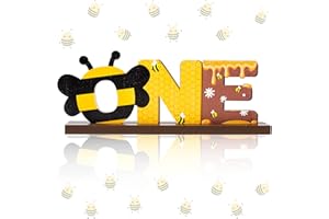 OSNIE Bumble Bee ONE Letter Sign Wooden Table Centerpieces Sweet Honey Bee First Birthday Table Decoration for Baby Kids 1 Year Old Birthday Milestone Plaques Baby Shower Photo Props Party Supplies