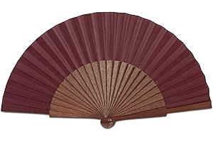 KOMENCU Handmade Spanish fan, green fan, made of sipo wood and 100% cotton, small fan, Spanish hand fan made of wood and fabric