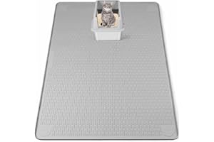 Bartuke Cat Litter Mat, XXL Extra Large 50" x 35" Silicone Mat Litter Trapping Mat for Scatter Control, Soft on Kitty Paws, Easy to Clean (Grey)