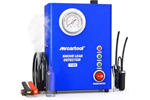 MOTOCOCHE Automotriz EVAP Máquina de Humo, Bomba de Aire Incorporada, Detector de Fugas de Humo con Manómetro para Todos los Coches DC 12V, Motocicletas, Camiones Ligeros, Barcos, ATV, Motos de Nieve
