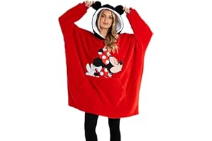 Disney Sweat à Capuche Femme Pull Plaid Oversize en Polaire, Idée Cadeau Femme Minnie Mickey