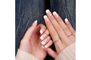 DANNI & TONI 28Pcs French Tips Semi Cured Gel Nail Strips, Pink Soft Self-Adhesive Stickers,UV/LED Lamp Required Salon-Quality Gel Nail Polish Wraps,French Manicure(Happy-Go-Lucky)