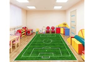 VHCLYBJU Tappetino per campo da calcio Tappeto per campo da calcio Tappeto per camera da letto per bambini Campo da calcio Tappeto per area giochi per bambini Tappetino a tema sportivo Ta