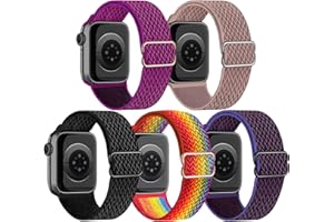 chinbersky 5 Pack Sport Loop Armbands Kompatibel mit Apple Watch 38mm 40mm 41mm 42mm 44mm 45mm 49mm für Damen Herren, Nylon Elastisch Dehnbar Ersatzband für iWatch Series 8/7/6/5/4/3/2/1/SE
