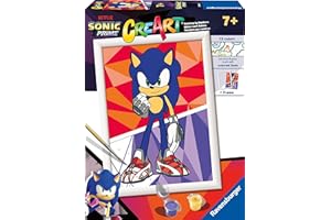 Ravensburger - Creart D: Sonic Prime | Pintar por Numeros Niños | Kit Manualidades Niños | Kit Pintura Niño Completo | Manualidades Niña 7 años | Incluye Marco 18x24cm