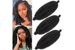 Xtrend Lot de 3 paquets de cheveux synthétiques pré-séparés - 30,5 cm - Soft Springy Afro Twist - Pour faux Locs - Noir naturel - Marley Twist - Pour femmes noires - 1B#