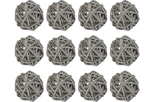 sourcing map Wicker Rattan Balls 1.2 Inches for Vase Fillers Wedding Garden Hall Party Grey Pack of 12