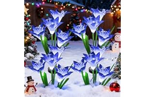 XVZ Luci solari per esterni, 4 pezzi, LED, fiori solari con 7 colori che cambiano colore, luci solari a LED per giardino, terrazza, cortile, vialetto, festa, matrimonio, recinzione, blu