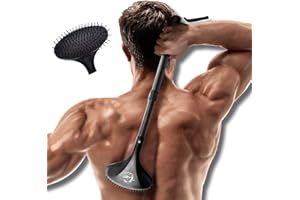 EASACE Grattoir dorsal télescopique avec manche long Grattoirs réglables 21,5 pouces télescopiques pour femmes hommes enceintes Grattoir à tête extensible et poils surdimensionné rétractable(Noir)