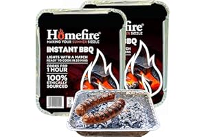 Disposable Portable BBQ Grill Tray - Pack of 2 Instant Light Charcoal Barbecues Grill Tray with Topline Card for Garden BBQs, Camping BBQ, Fishing or Picnic Set