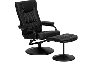 Flash Furniture Współczesny Leżak i Otomana ze Skórzaną Podstawą, Metal, Czarny