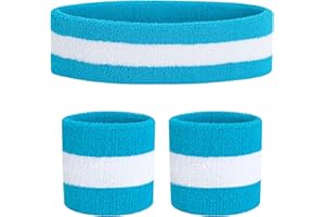 ONUPGO Zestaw opasek na głowę (3 sztuki) sportowa opaska na nadgarstek w paski bluza z gąbką, nadgarstek sportowy, ćwiczenie do koszykówki, nadgarstek i opaska na głowę i opaska na nadgarstek wilgoć