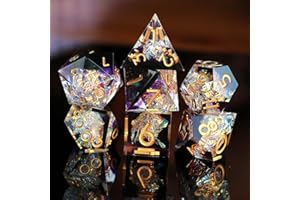 ELIFEL DND Würfel Set 7pcs D4 D6 D8 D10 D% D12 D20 Polyedrische Handgefertigt Kunstharz Scharfkantige D&D Würfel für Dungeons und Dragons Pathfinder Rollenspiele Tischspiele RPG MTG Spiele mit Geschenkbox
