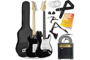 3rd Avenue XF Full Size 4/4 Electric Guitar Ultimate Kit with 10W Amp, Cable, Stand, Gig Bag, Strap, Spare Strings, Picks, Capo – Black