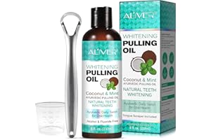 SBHEANGBA Oil Pulling (237ml) with Coconut & Peppermint Oil with Tongue Scraper Inside The Box, Natural, Alcohol Free Mouthwash to Help with Fresh Breath, Teeth Whitening and Healthier Teeth & Gums, 8 Fl.Oz