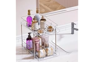 LEIKOSUP Ripiano Sotto il Lavello, Organizzatore del Mobile del Lavello Della Cucina, Organizzatore Trasparente Acrilico Multifunzionale per Barattoli, Portaspezie, Stoccaggio dei Cosmetici