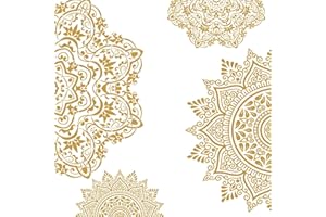 ‎PLIGREAT PLIGREAT 4 Stück Halbes Mandala Wandaufkleber Böhmische Wandtattoos Kreative Mandala Wandsticker für Schlafzimmer Wohnzimmer Kleiderschrank Yoga Studio Hintergrund Wandbild Dekoration Kunst