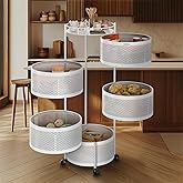 Amazon Brand - Solimo 360° Revolving Preassembled Portable 5 Layer Round Multipurpose Storage Kitchen Rack Carbon Steel Fruit