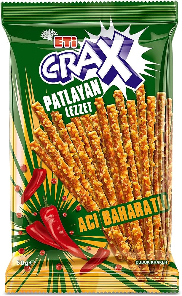 Eti Crax Patlayan Lezzet Acı Baharatlı Çubuk Kraker 50 g x 20 Adet