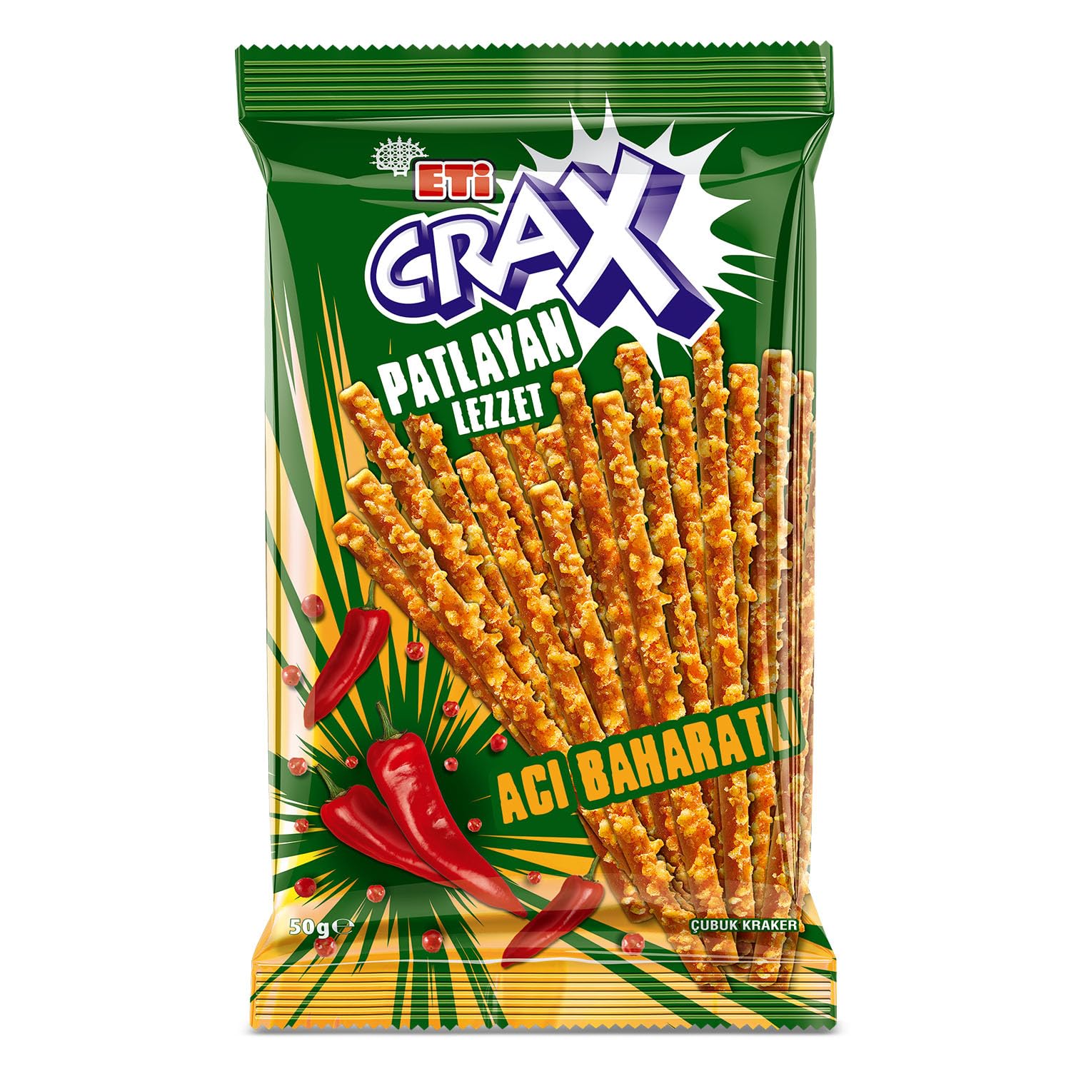 Eti Crax Patlayan Lezzet Acı Baharatlı Çubuk Kraker 50 g x 20 Adet