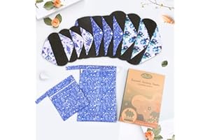 Viedouce Asciugamano igienico lavabile, set di 9 asciugamani igienici riutilizzabili, asciugamano igienico in tessuto, protezione antiscivolo lavabile con 2 sacchetti di immagazzinaggio