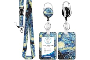 ZHUPORN Porta Badge con Cordino, Porta Badge Retrattile Cielo Stellato, Portachiavi Estraibile, Cordino con Moschettone, Rigido Verticale Protezione Della Carta per Insegnanti, Infermieri, Studente