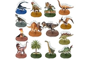 Aoriher 14 Pcs Dinosaur Honeycomb Centerpieces Dinosaur Birthday Party Decorations Dino Volcano Theme Party Table Toppers Jurassic Themed Party Supplies for Kids Girls Boys Baby Shower Party Decor
