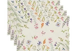 YSOUND Blumen Pflanzen Platzsets 4er Set Frühling Gänseblümchen Lavendel Tischsets Waschbar Platzdeckchen 30x45cm Dekor für Küche, Restaurant, Bauernhaus, Urlaub, Party