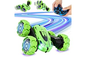 YULADO RC Macchina telecomandata per acrobazie, Macchina Telecomandata per Bambini,Giocattoli Bambino 3 Anni rotazione a 360 fronte-retro per ragazzi, bambini, ragazze, verde