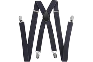 axy Herren Hosenträger breit 2,5 cm mit 4 Starken Clips X-Form und Damen