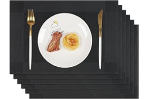 Famibay Zestaw 6 podkładek stołowych do jadalni, zmywalne, plastikowe podkładki z PCW, odporne na wysokie temperatury, maty stołowe do kuchni, jadalni, restauracji, stołu