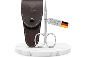 marQus Tijeras para cutículas prémium Solingen/Alemania - Extra afiladas con hoja curvada y funda - Para uñas de las manos y los pies - También apta para zurdos