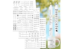QEIOAUEK Candle Tattoo Film - Pack of 3 A4 Candle Tattoos with "Thank You" Motifs, Water Slide Film for Candles, DIY Stickers for Taper Candles and Cups (Thank You)