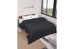 nottoc Tagesdecke Grau 160x220cm - Premium Waffelpique 100% Baumwolle - Leichte Sommerdecke in Waffeloptik - Baumwolldecke als Bettüberwurf, Sofaüberwurf, Couch überwurf - Sofadecke