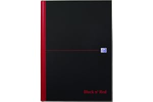 Oxford Black n' Red notatnik w twardej oprawie, format A4, 90 g/m², w kratkę
