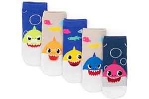 Baby Shark Skarpety dziecięce, 5 sztuk, niebieskie kremowe, rodzinne piosenki, buty