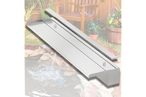 ‎LONGRUNNEW LONGRUNNEW Teich Wasserfallklingen Set, 90cm Edelstahl Poolfontäne mit Zubehör, Breite 20cm Auslauf Wasserspiel Wasserfallkaskade für Garten Patio Teichdekoration