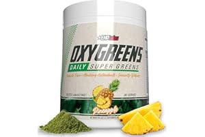 EHP LABS OxyGreens by EHPlabs - Daily Super Greens Powder, Spirulina Herbal Supplement with Prebiotic Fibre, Alkalizing Antioxidants & Immunity Wellness, 30 Serves (Pineapple)