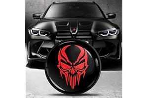 Biomar Labs Front Hood Trunk Tuning Badge 82 mm Compatible with BMW Emblem 51148132375 Skull Black Red EO 35