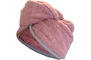 HOMELEVEL Turban frotte z guzikiem dla dorosłych, wykonany w 100% z bawełny, chłonny, stabilny uchwyt, 1 x brudny róż