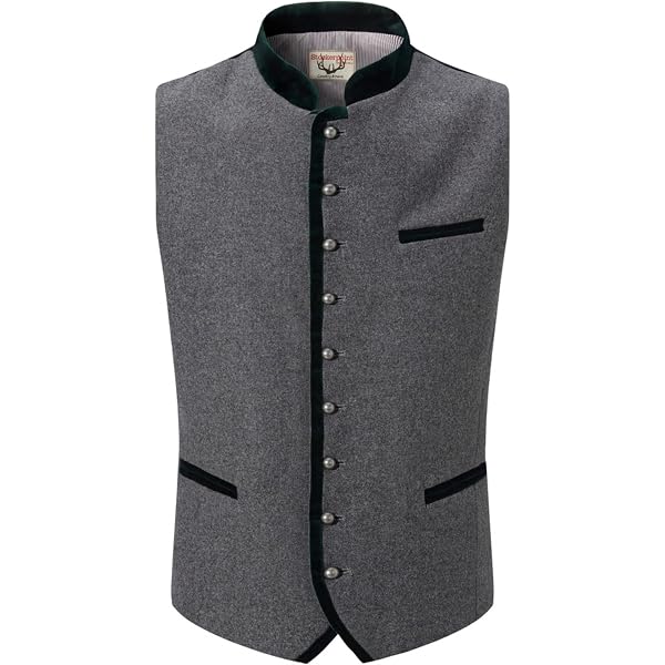 Gilet Tradizionale Uomo Stockerpoint Devito – 50% Lana, Bottoni Argento Antico, Regolabile, Stile Bavaro