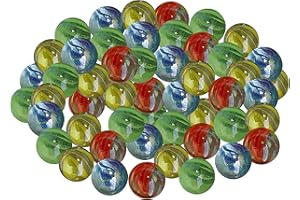 ARSUK Billes en Verre 70-80 pièces Billes Enfant- Billes en Verre Colorées œil de Chat, Billes de Verre Transparentes, Enfants Jeu de Billes 14-16mm, Billes Colorées Décoration Jouets en Verre