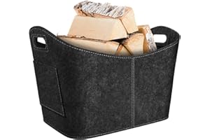 Etopgo filcowy kosz na drewno kominkowe, duży kosz filcowy, składany, wielofunkcyjny, do przechowywania drewna kominkowego (53 x 30 x 40 cm)