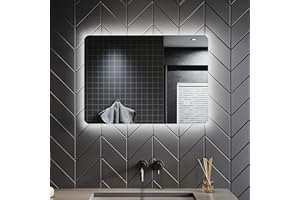 ‎SONNI SONNI LED Badspiegel 70x50 cm Badezimmerspiegel mit Beleuchtung kaltweiß 6400K Wandspiegel, Spiegel mit Beleuchtung, Touch Schalter Wandspiegel