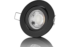 ‎LAMBADO lambado® Premium LED Spotlight Dimmable Black - Bright & Economical Including 230 V 5 W GU10 Spotlight Warm White - Modern Lighting with Timeless Recessed Spotlights / Ceiling Spotlight