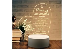 Blumuze Cadeau Maman, Veilleuse en Acrylique Cadeau Anniversaire Maman,Cadeaux Fete des Meres Noel Merci