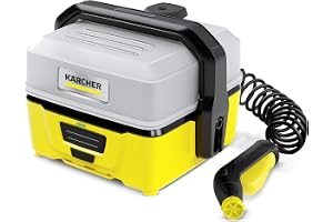 Kärcher OC 3 Mobile Pressure Washer, Portable Cleaner for Mobile Applications, Removable Water Tank 4L, Lithium-Ion Battery, Battery Life 15 min, Spiral Hose 2.8 m