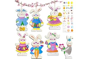 OPEIXSAYKOC Colgantes de madera de Pascua, Colgantes de conejito de Pascua, Conejitos de madera de Pascua, Conejo Decorativo Pascua, Decoración de conejito de pascua, Decoración de madera de Pascua Conejo